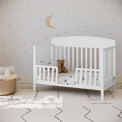 Graco Benton 5-in-1 Convertible Crib (White) – GREENGUARD Gold Certified, Converts from Baby Crib to Toddler Bed, Daybed and Full-Size Bed, Fits Standard Full-Size Crib Mattress