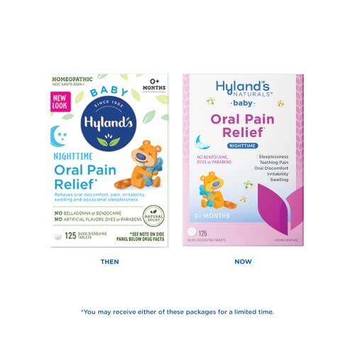 Hyland's Baby Nighttime Soothing Tablets with Chamomilla, Natural Relief of Oral Discomfort, Irritability, and Swelling, Up to 62 Doses (Pack of 1, 125 Count Total)