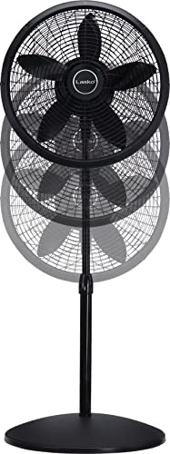 Lasko Pedestal Fan, Oscillating Fan for Bedroom with Adjustable Height and 3 Cooling Speeds, Portable, 18", Black, 1827