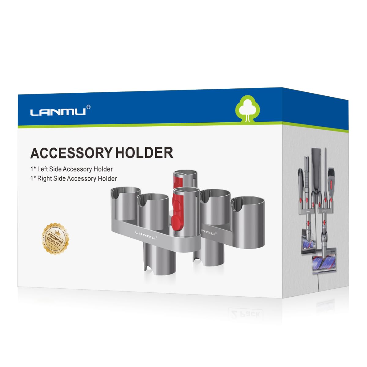 LANMU Accessory Holder Compatible with Dyson V15 V12 V11 V10 V8 V7 Outsize Gen5 G5 Cordless Stick Vacuum, No-Drilling Docking Station Attachments Organizer Accessories Storage Rack