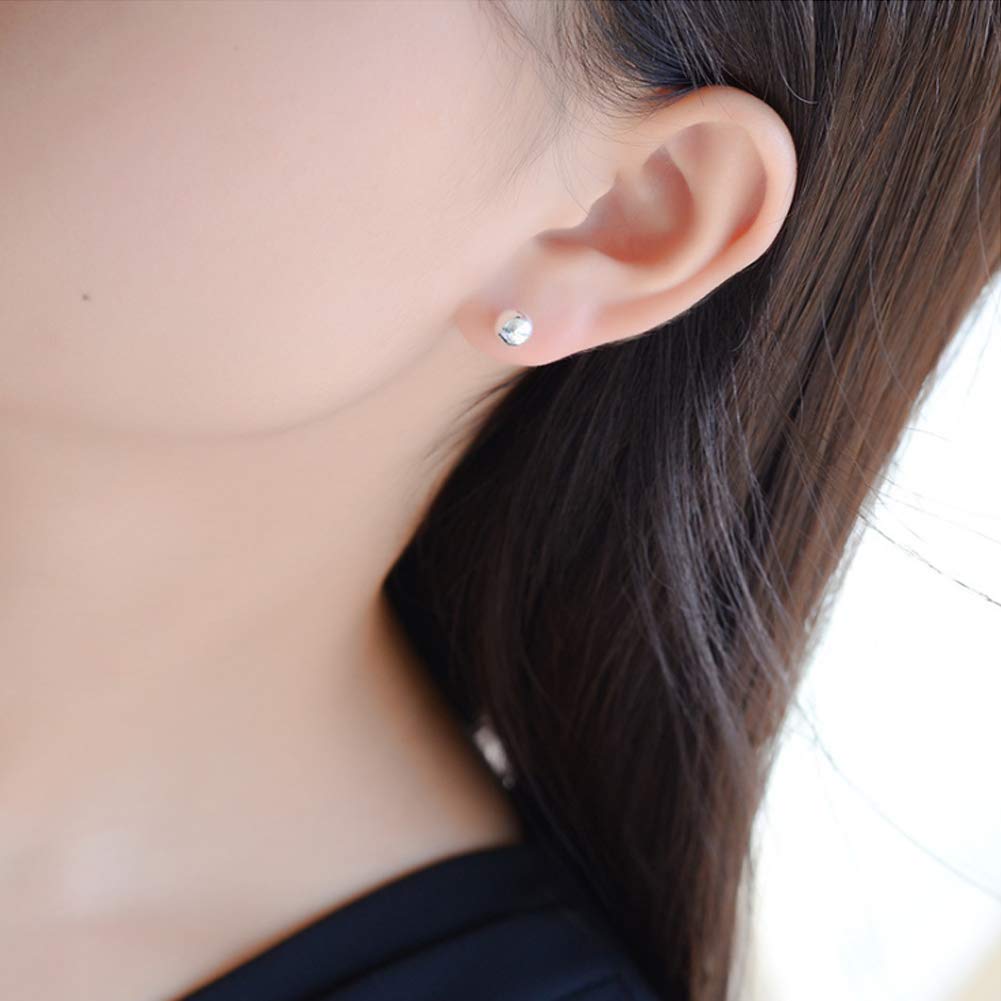 925 Sterling Silver Stud Earrings for Women, Sterling Silver Earrings Tiny Stud Earrings for Multiple Piercings 5 Pairs Different Sizes Silver Stud Earrings Set 2mm 3mm 4mm 5mm 6mm