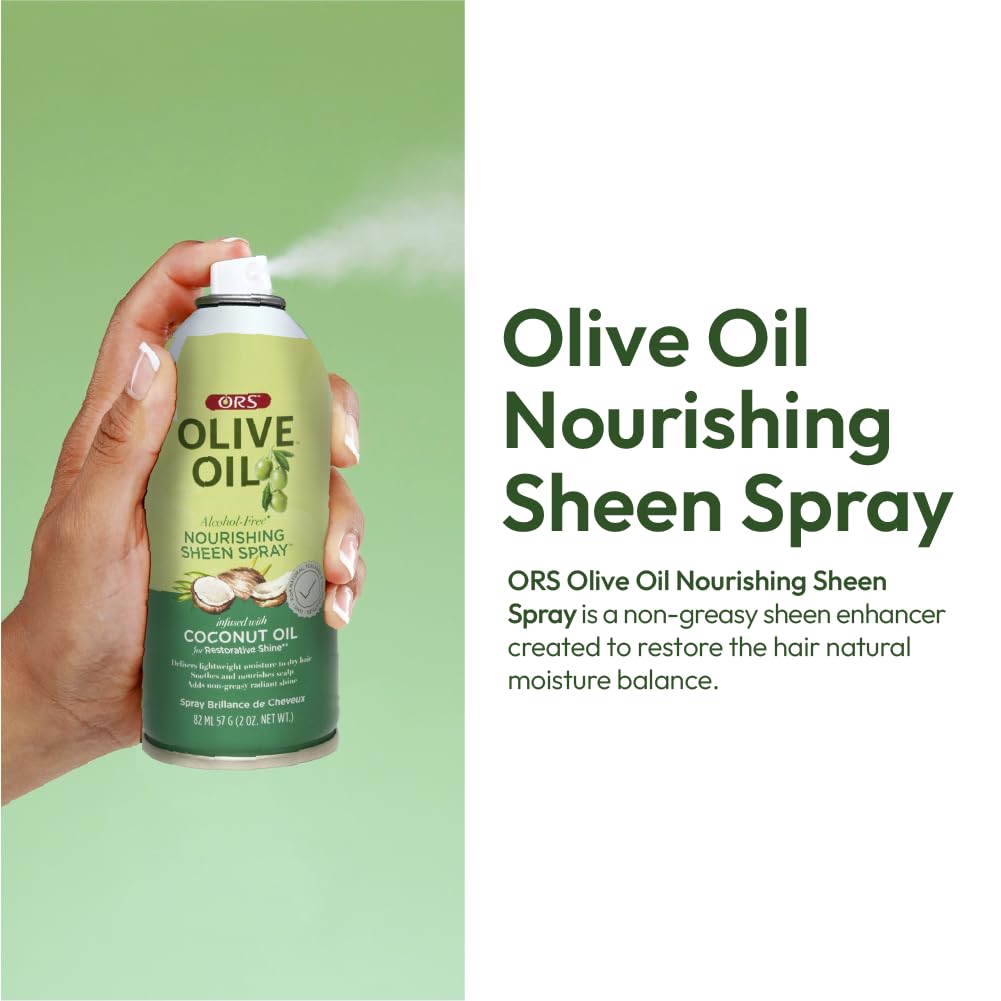 ORS Olive Oil Nourishing Sheen Spray Infused with Coconut for Restorative Shine Alcohol Free 2 Ounce