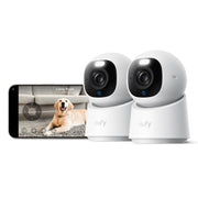 eufy Indoor Cam E30 2er-Set, neueste Generation, 4K UHD Überwachungskamera, Haustier-/Hund-/Babykamera mit Handy-App, Farb-Nachtsicht, automatische Verfolgung von Personen/Haustieren, 360°-Schwenk-Neige-Funktion, kompatibel mit HomeKit