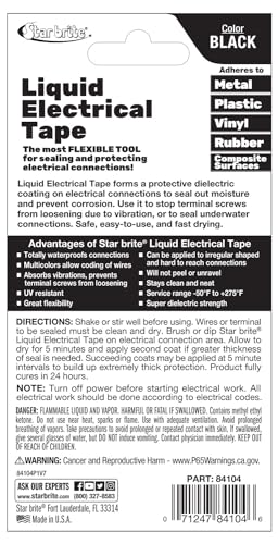 STAR BRITE Liquid Electrical Tape with Applicator Brush Cap Black4 OZ. (084104B)