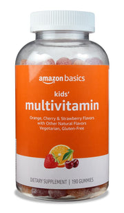 Basics Kids' Multivitamin, 190 Gummies, Orange, Cherry & Strawberry (Previously Solimo)