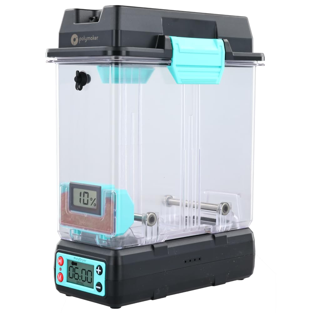 Polymaker 3D Printing Filament Dryer and Storage Box - PolyDryer and PolyDryer Box for Filament Drying and Sealing with Heat Control, Compatible with PA Nylon, PLA, PVB, PETG, ABS, TPU 1.75mm 2.85mm