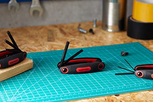 Amazon Basics Folding Hex Key Set, Metric, SAE, and Star Sizes, 3-Pack