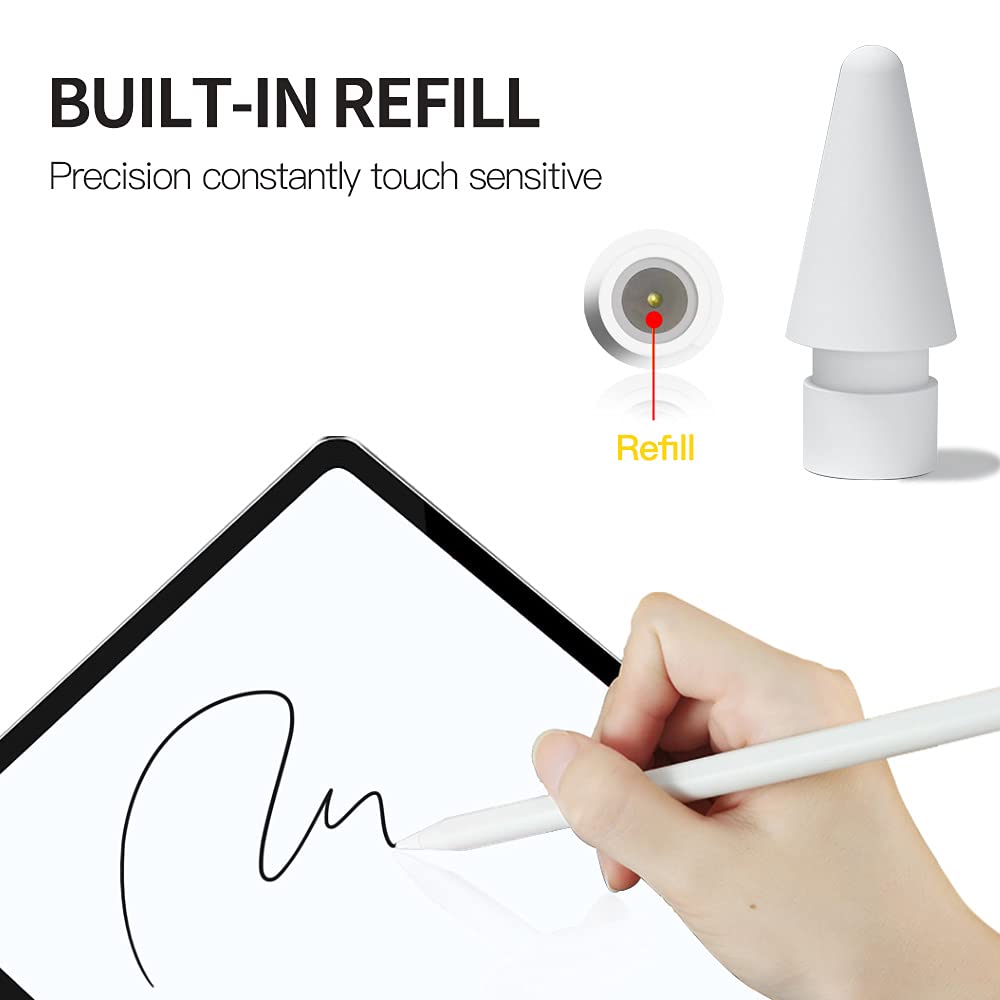 Replacement Tips Compatible with Apple Pencil 2 Gen iPad Pro Pencil - iPencil Nib for iPad Pencil 1 st/Pencil 2 Gen White 4 Pack (White 4 Pack)