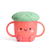 Itzy Ritzy Toddler Snack Cup - Spill-Proof Snack Cup for Toddlers with Soft Silicone Lid for Easy Food Access - Easy-To-Hold Kids Snacks Container With Handles - Ideal for 12 months & Up (Strawberry)