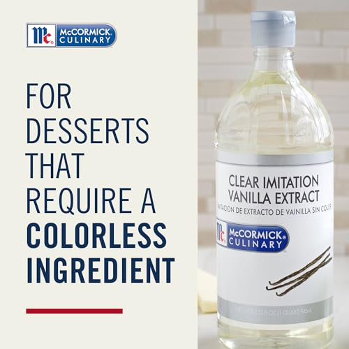 McCormick Culinary Clear Imitation Vanilla Extract, 32 fl oz - One 32 Fluid Ounce Bottle of Clear Vanilla Flavoring for Baking, Perfect in Baked Goods, Frostings, Custards and Desserts