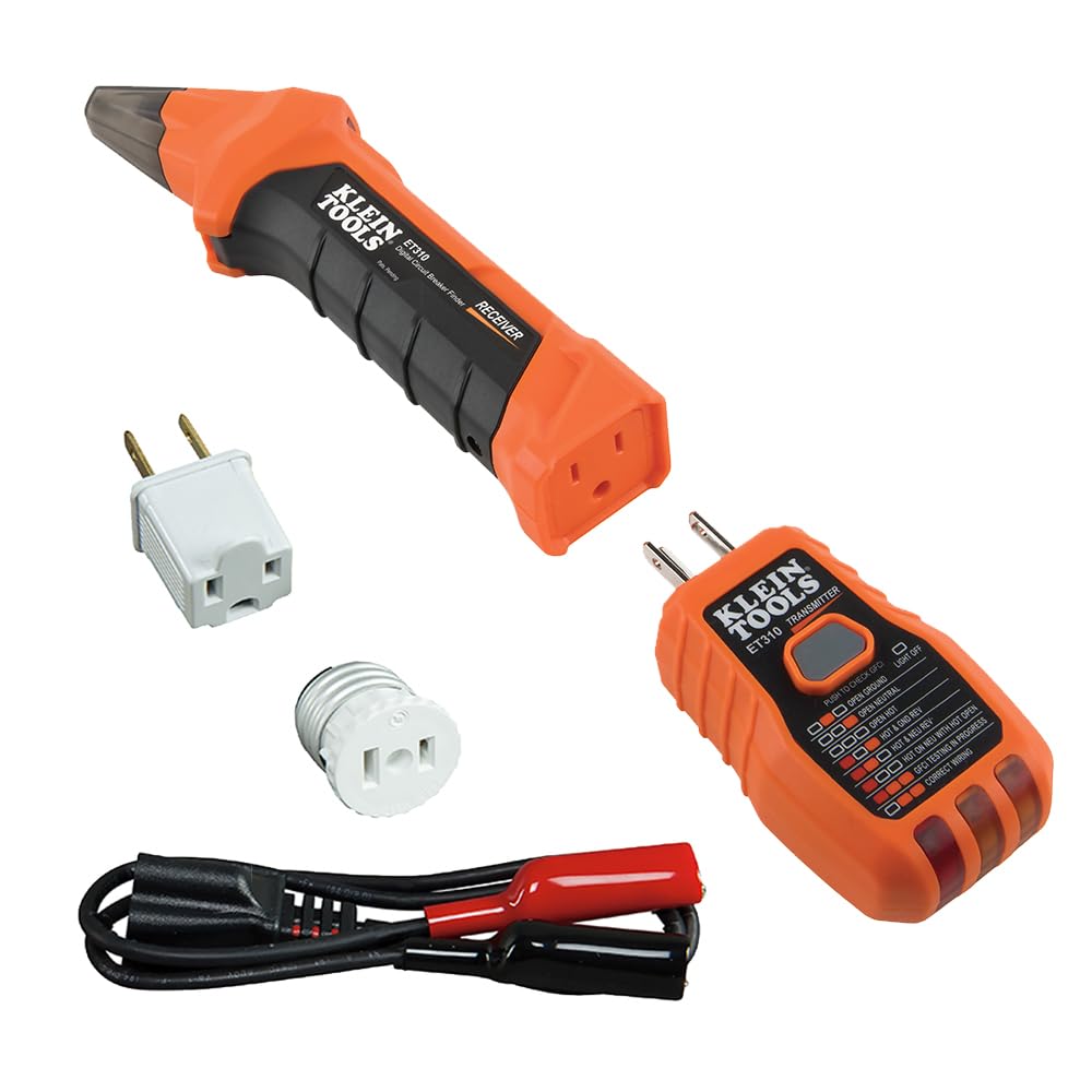 Klein Tools 80016 Circuit Breaker Finder Tool Kit with Accessories, GFCI Outlet Tester, 2-Piece Set, Includes Cat. No. ET310 and Cat. No. 69411