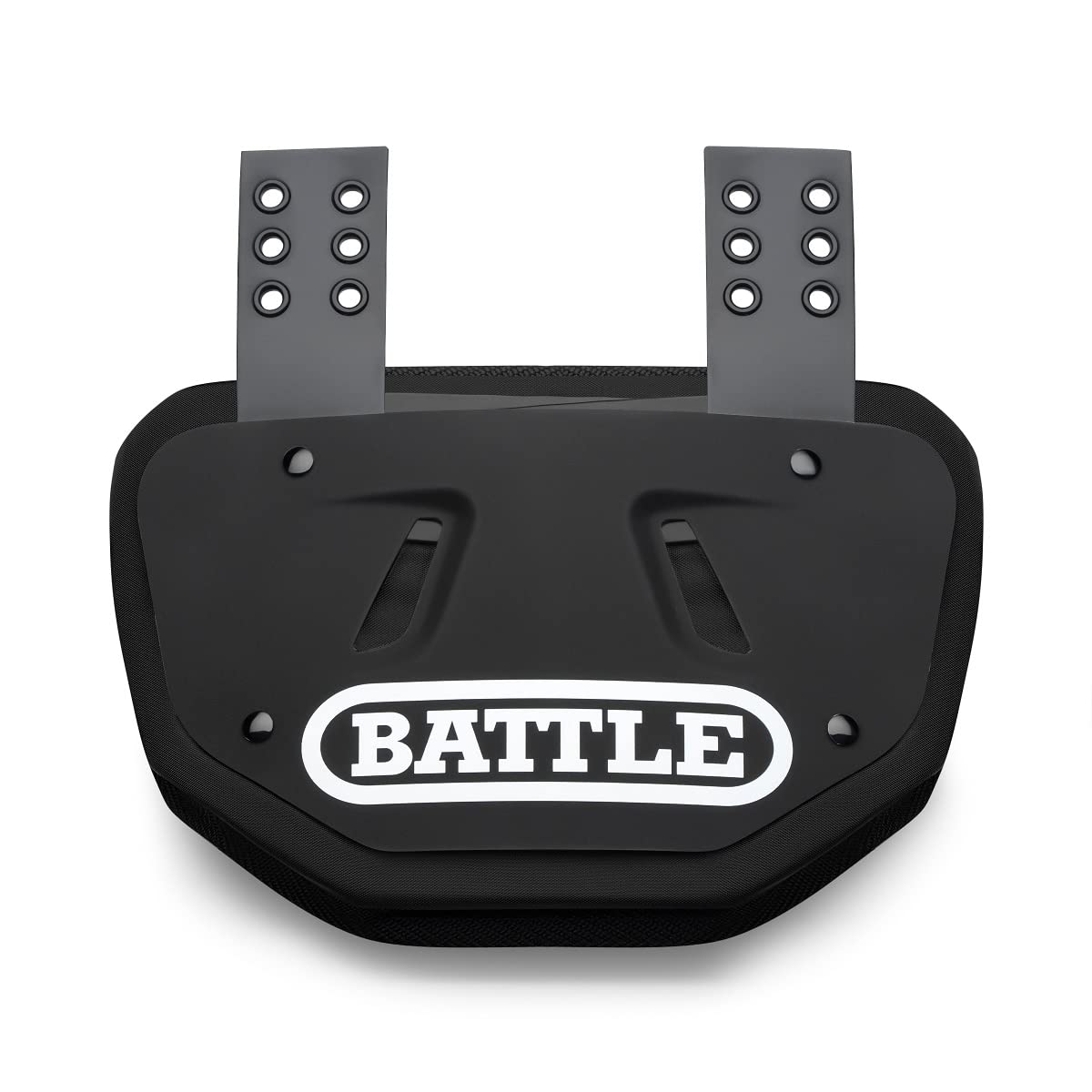 Battle Sports Football Back Plate - Hard Shell Lower Back Protector with Contoured Foam for High-Impact Protection - Adult, Black/White