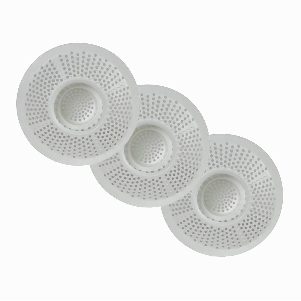 Hairstopper Drain Cover Hair Catcher for Shower and Bathtub, Protects Against Clogs Without Blocking Water Flow, White, 3 Pack