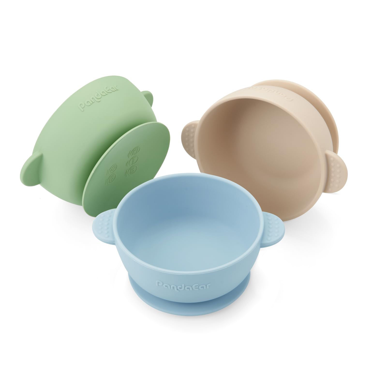 PandaEar 3 Pack Baby Bowls with Suction| Stay Put Silicone Food Bowl for Babies Kids Toddlers Infants| Food Grade Soft Safe BPA-Free Silicone (Multi-Color)