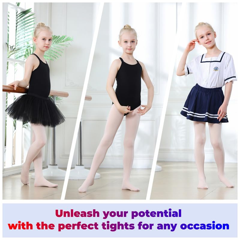 DIPUG Ballet Tights for Girls Dance Tights Toddler Thick Soft Footed Kids Pink Stockings Size 3t 4t 5t, 1 Pack
