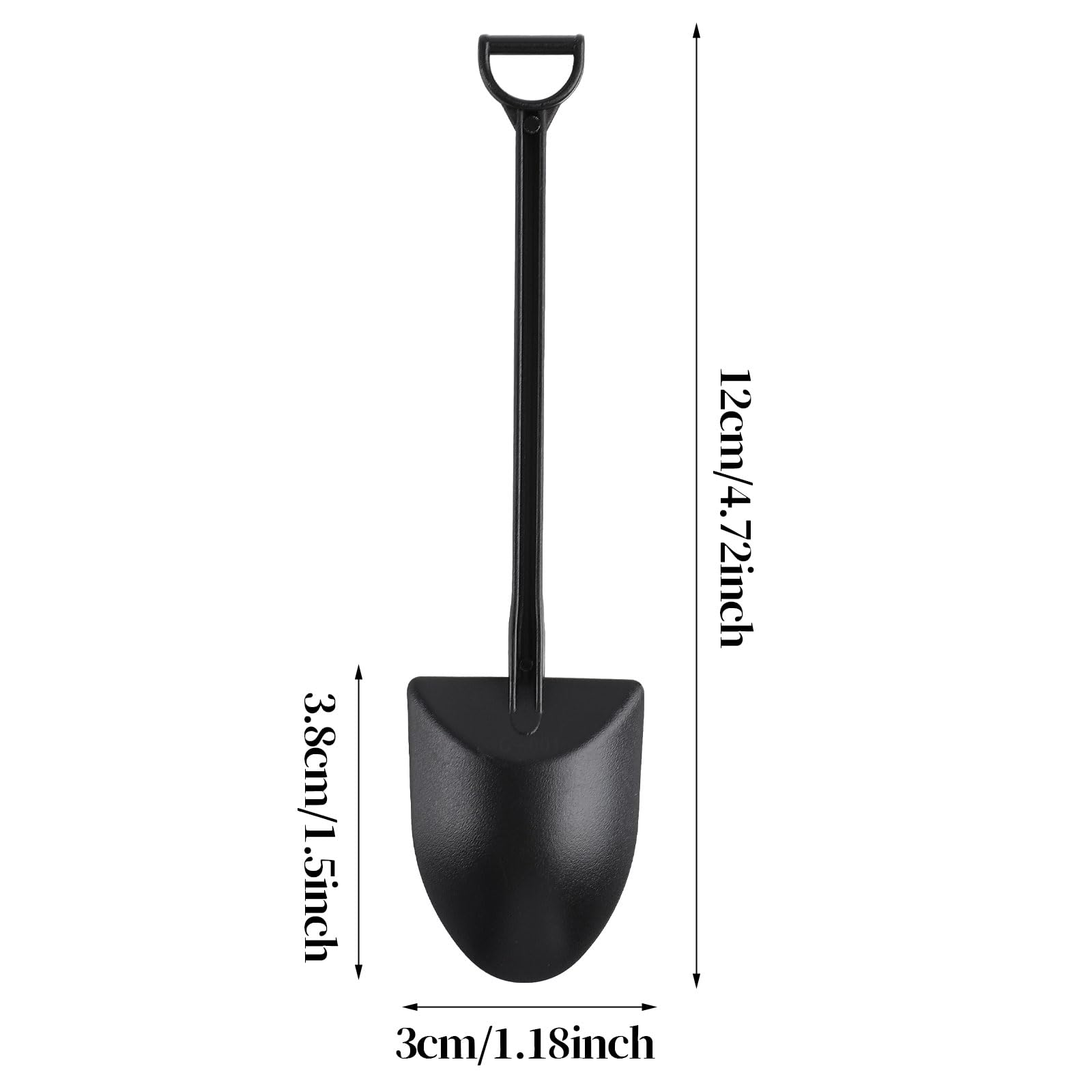 CCINEE 50pcs Mini Shovel Spoons for Desserts, Disposable Plastic Icecream Spoons Shovel Shape Cute Black Spoon for Family And Halloween Party