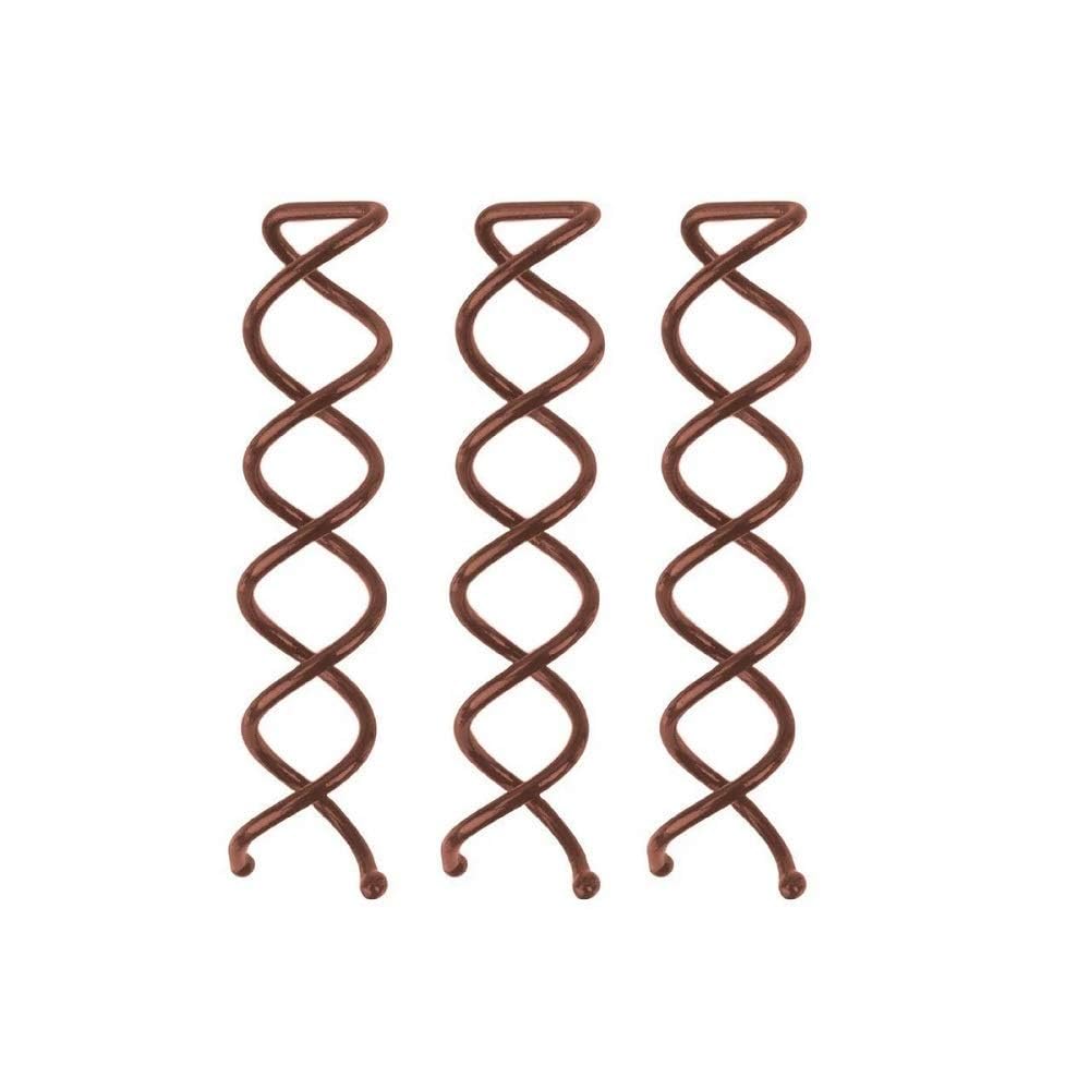Kitsch Spiral Bobby Pins for Girls and Women - Hair Bun Maker | Rounded Tips, Chip-Resistant Bun Twist Spiral Hair Pins | Secure Hold All-Day - 3Pcs, Brown