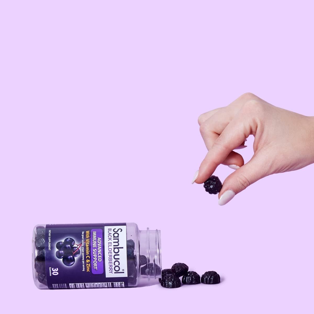 Sambucol Black Elderberry Gummies with Vitamin C & Zinc - Sambucus Elderberry Gummies for Immune Support, High Antioxidants, Gluten Free, Vegan, Elderberry with Zinc & Vitamin C for Adults - 30 Count