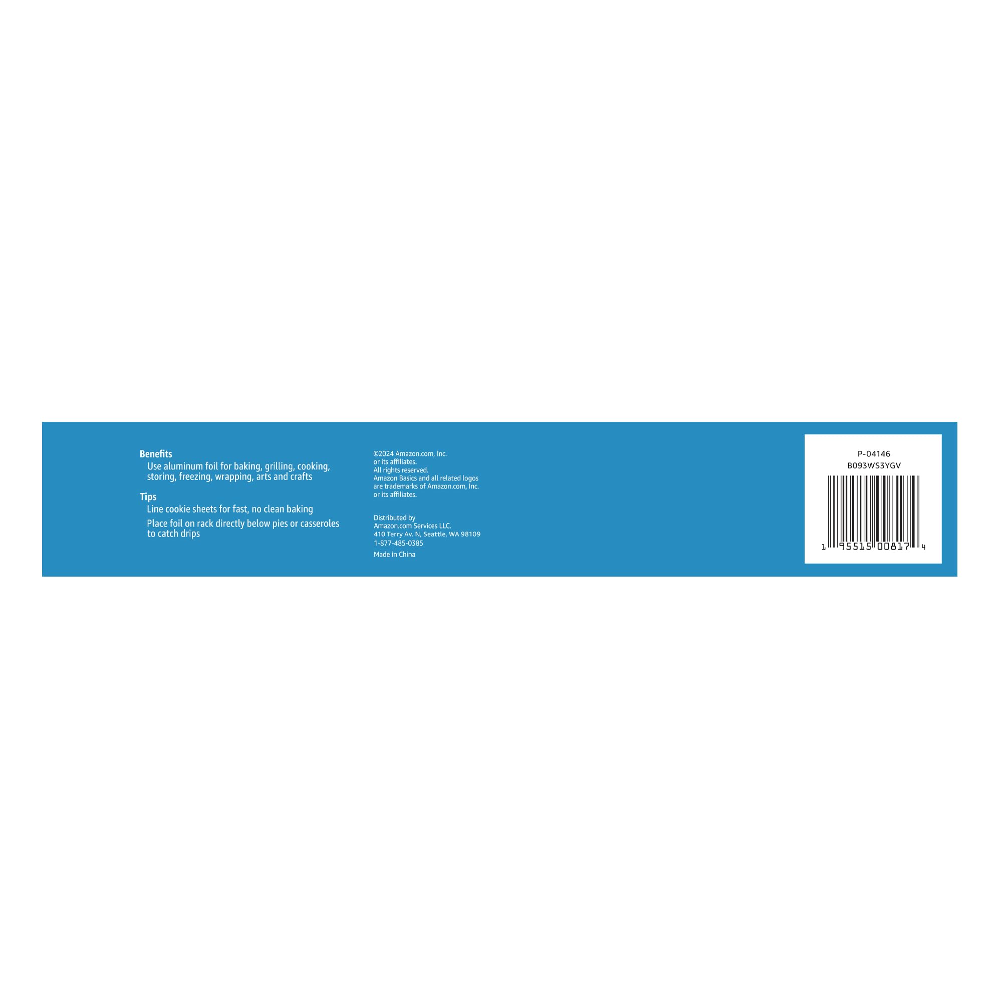 Amazon Basics Aluminum Foil, 250 Sq Ft, pack of 1 (Previously Solimo)
