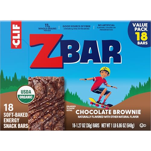 CLIF Kid Zbar - Chocolate Brownie - Soft Baked Whole Grain Snack Bars - USDA Organic - Non-GMO - Plant-Based - 1.27 oz. (18 Pack)
