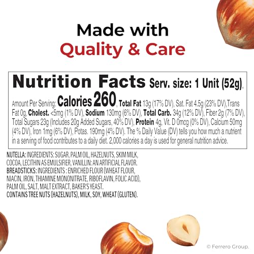 Nutella & GO! Bulk 24 Pack, Hazelnut and Cocoa Spread with Breadsticks, Stocking Stuffers, Snack Cups, 1.8 oz Each