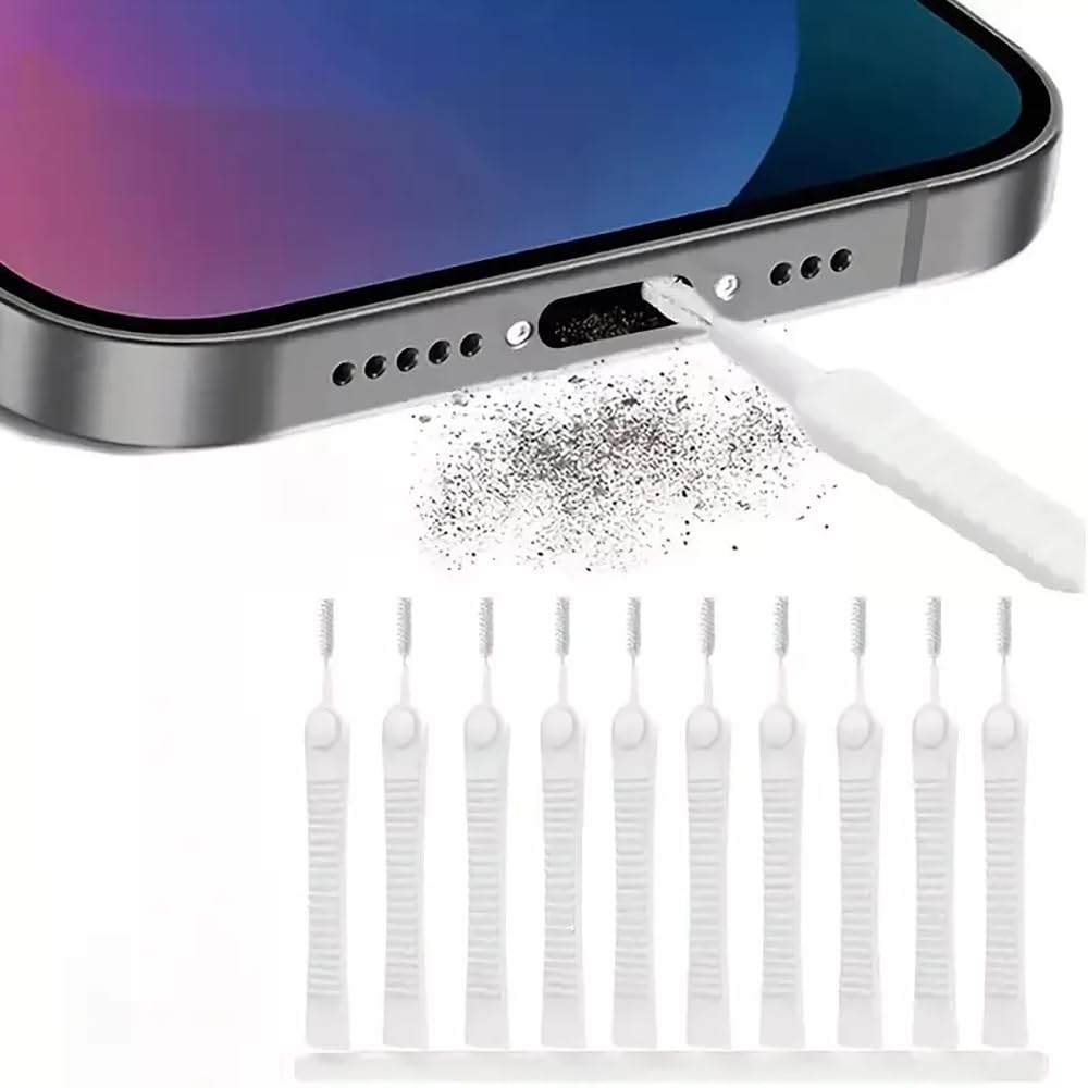 10 Pack Phone Charge Port Cleaning Tool kit, Anti-Clogging Mini Brushes Cleaner for iPhone 16 Pro Max Speaker and Receiver, Multifunctional Cleaning Tool Compatible with AirPods 4,Tablet Camera Etc