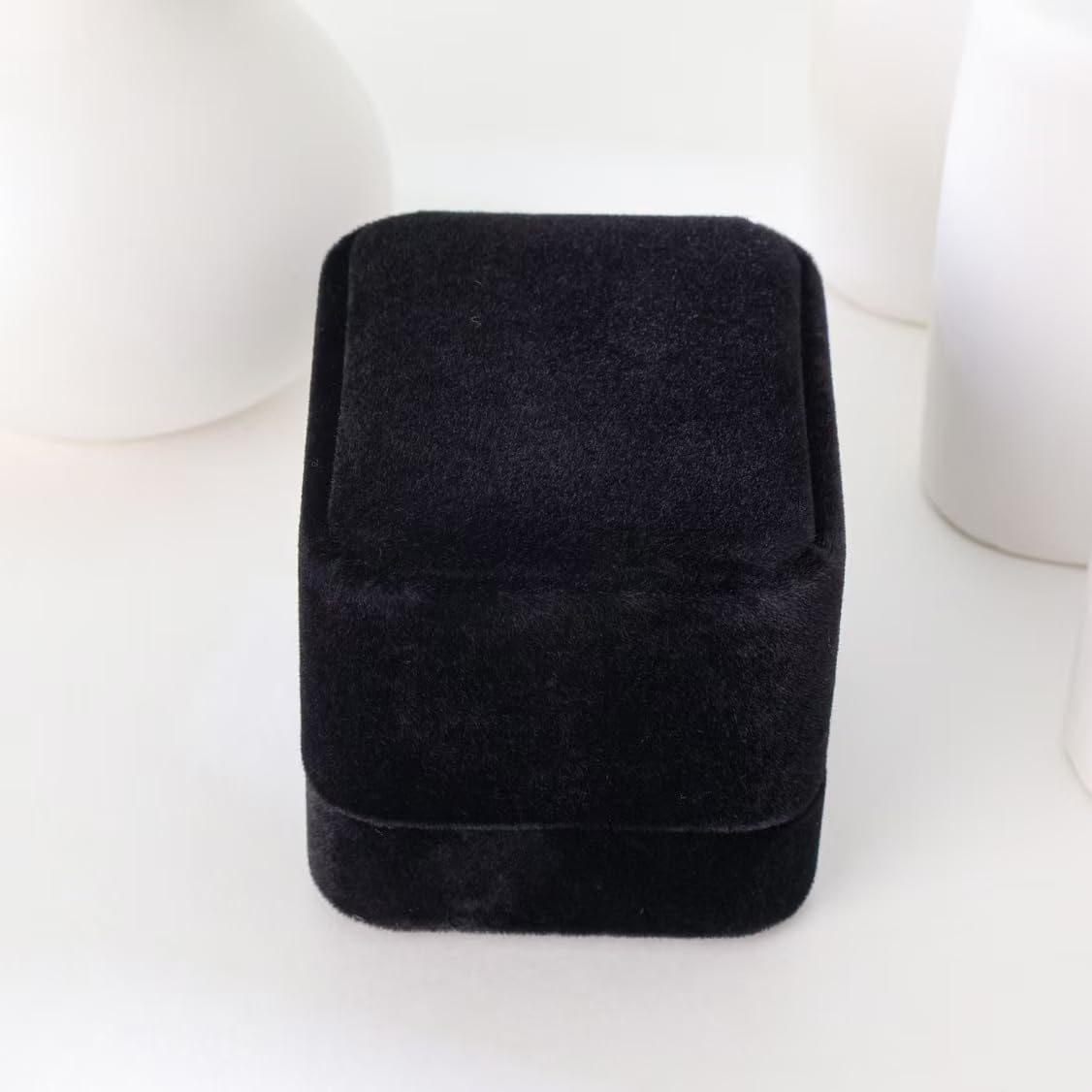 Niche-Finds Black Fancy Ring Box Jewelry Box Ring box - Genuine Velvet