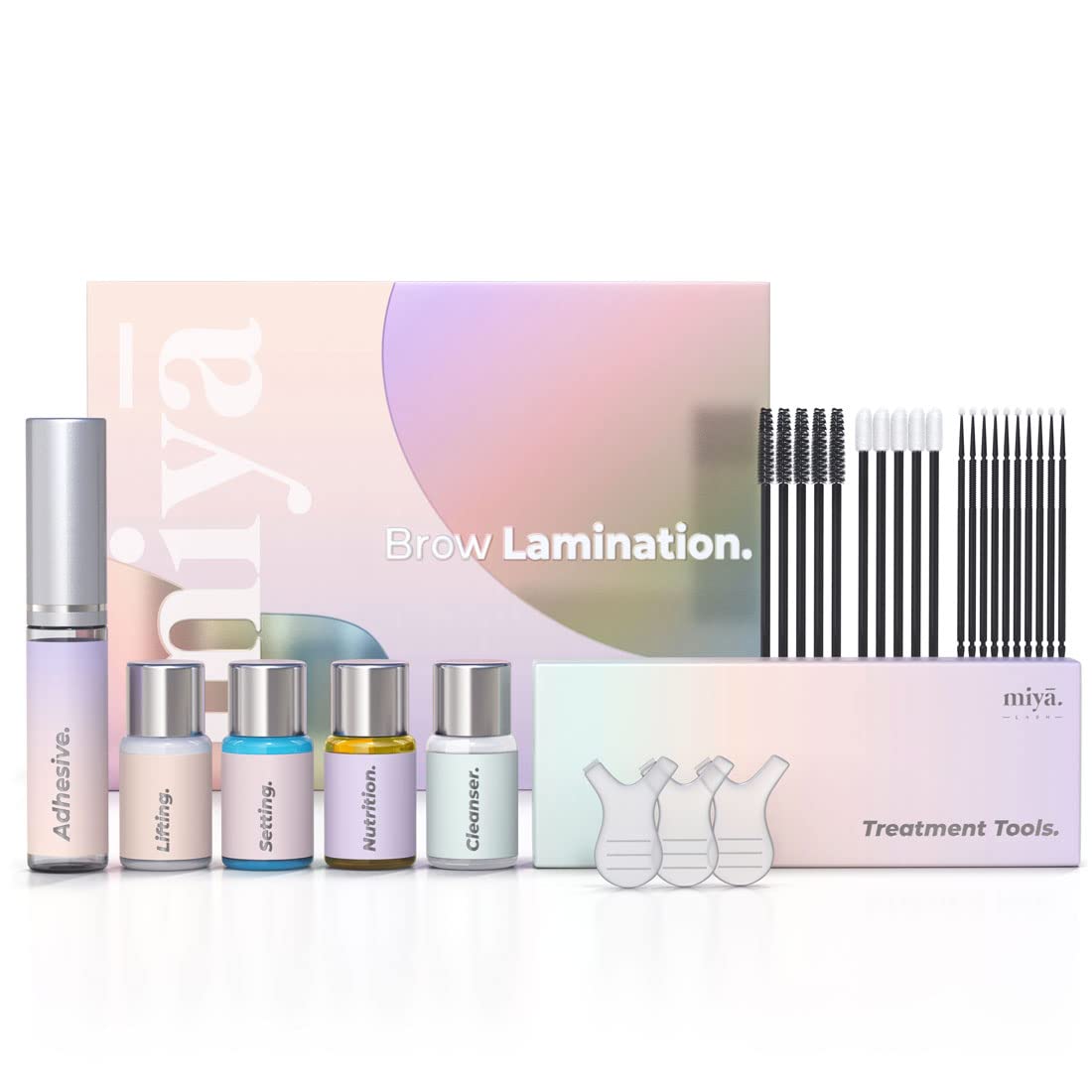 MIYA LASH Brow Lamination Kit | Professional Eyebrow Lamination with Keratin | DIY Brow Lift Kit | Fuller, Thicker Brows for 6 weeks | Includes Easy to Use Instruction, Treatment Tools & Brushes