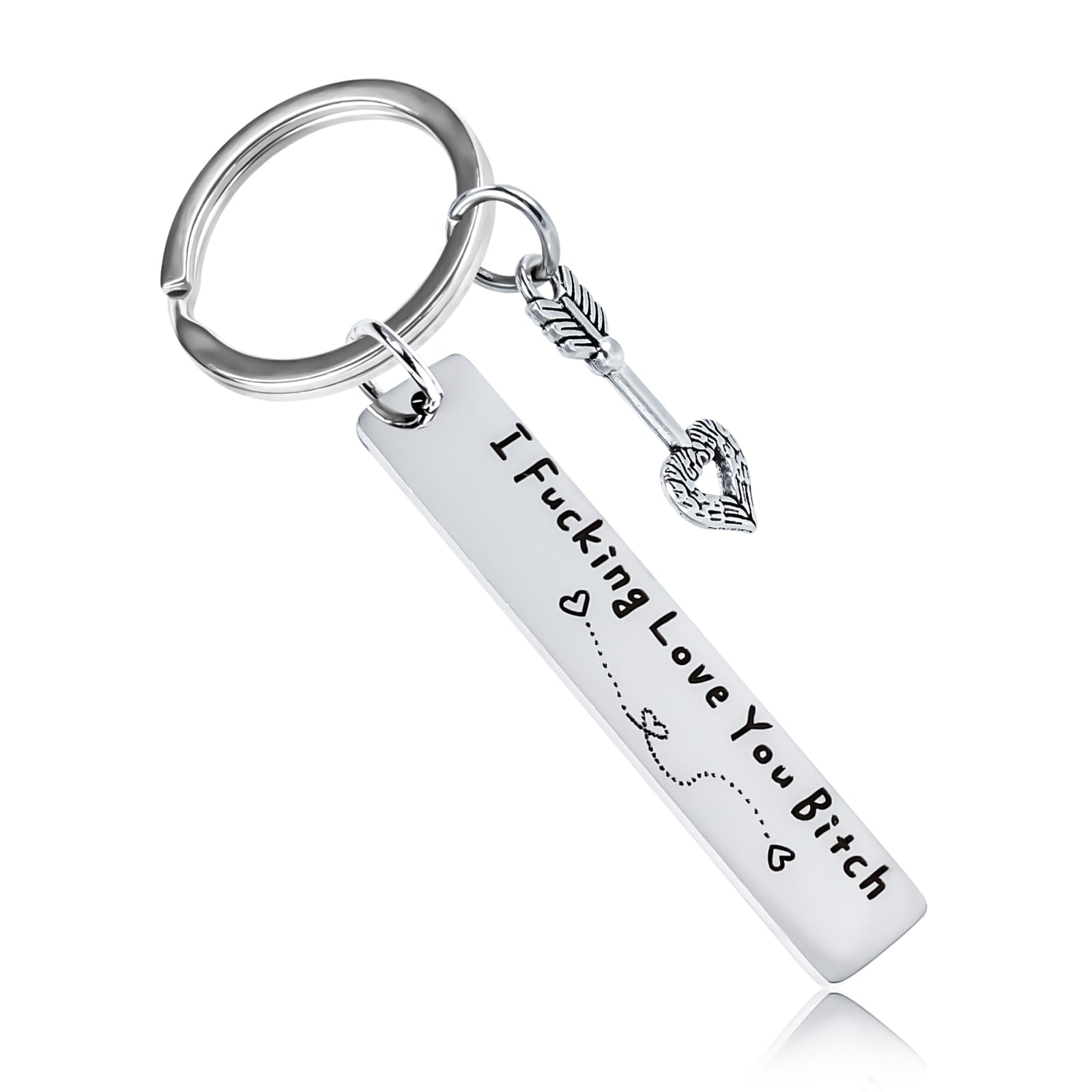 Teniinet Best Friend Keychain for Women, Stainless Steel Key Chain Engrave I Fking Love You Bith Birthday Christmas Friendship Gift for Bestie Best Friends Female Bff