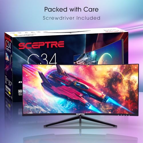 Sceptre New Curved 30-inch Gaming Monitor 200+Hz Build-in Speakers 2560 x 1080p HDMI x2 DP x2 Machine Black 2025