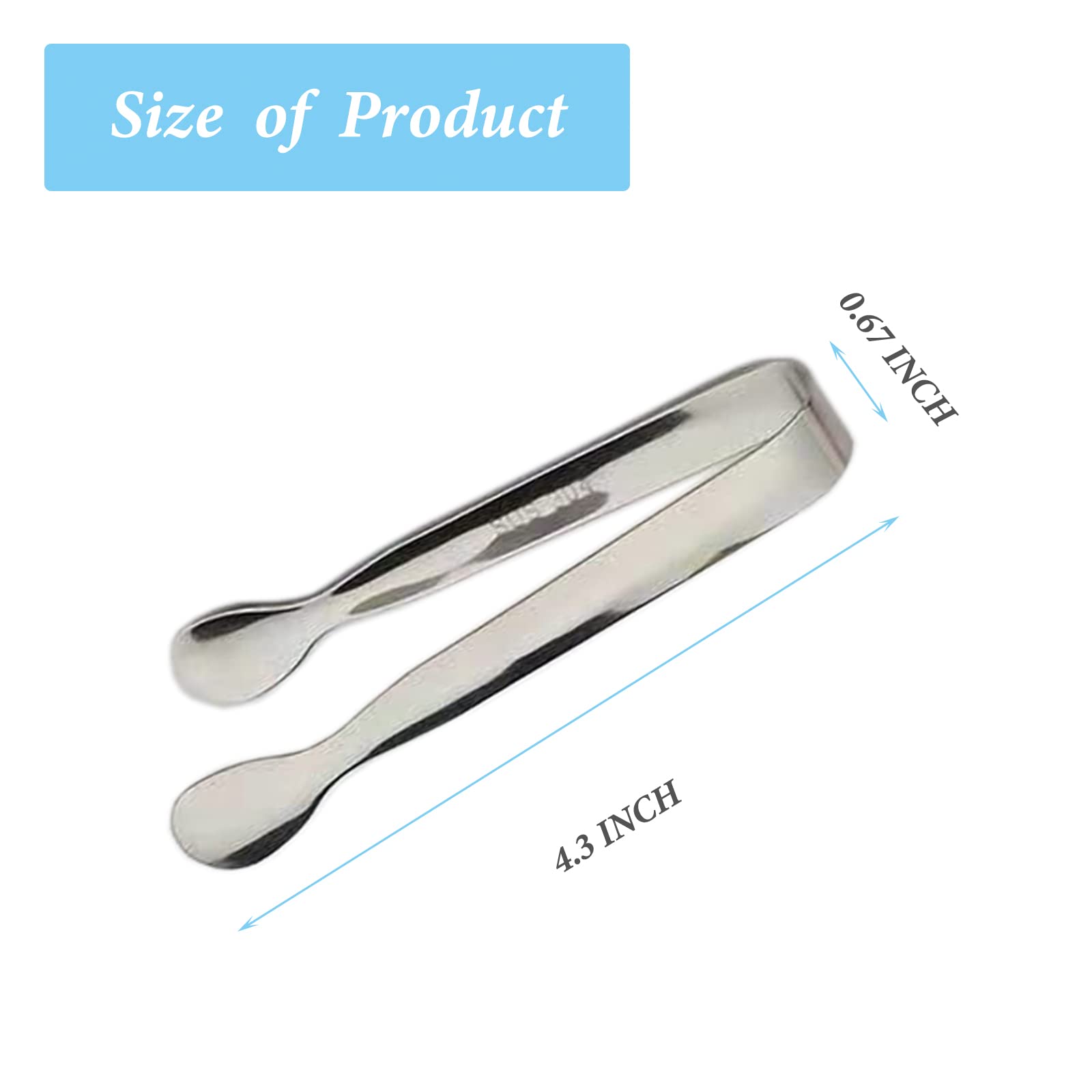6PCS Ice Tongs Mini Sugar Tongs 4.25Inch Stainless Steel Small Serving Tong, Tiny Kitchen Tong for Appetizers,Tea Party, Coffee Bar, Desserts by Sunenlyst (Silver)