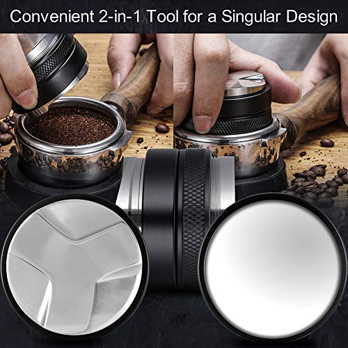 MATOW 53mm Coffee Distributor and Tamper, Dual Head Coffee Leveler Compatible with Breville 54mm Portafilter, Adjustable Depth- Professional Espresso Hand Tampers