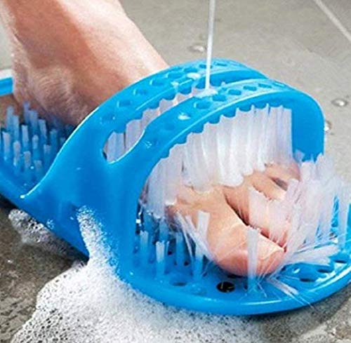 Evermarket Magic Feet Cleaner Simple Foot Scrubber Feet Shower Spa Easy Feet Cleaning Brush Exfoliating Foot Massager Slipper(Blue)