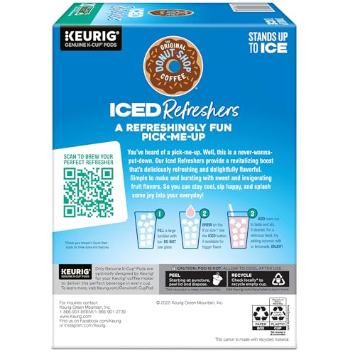 The Original Donut Shop, Iced Refreshers, Keurig Single Serve K-Cup Pod Variety Pack, Strawberry Acai, Pineapple Passionfruit, Mango Dragonfruit Lemonade, Berry Chill, 20-Count