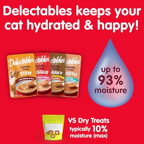 Hartz Delectables Gravy Non-Seafood Lickable Wet Cat Treat & Food Topper, Chicken Flavor Variety, 12 Pack, 1.40 Ounce (Pack of 12)