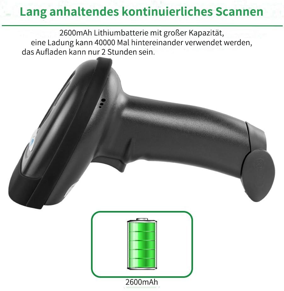 NETUM Bluetooth Barcode Scanner, Compatible with 2.4G Wireless & Bluetooth Function & Wired Connection, Connect Smart Phone, Tablet, PC, CCD Bar Code Reader Work with Windows, Mac,Android (NT-1228BC)