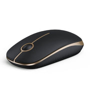 Vssoplor Wireless Mouse, 2.4G Slim Portable Computer Laptop Mouse with Nano Receiver Quiet Silent Optical Mice for Notebook, PC, Laptop, Computer-Black and Gold