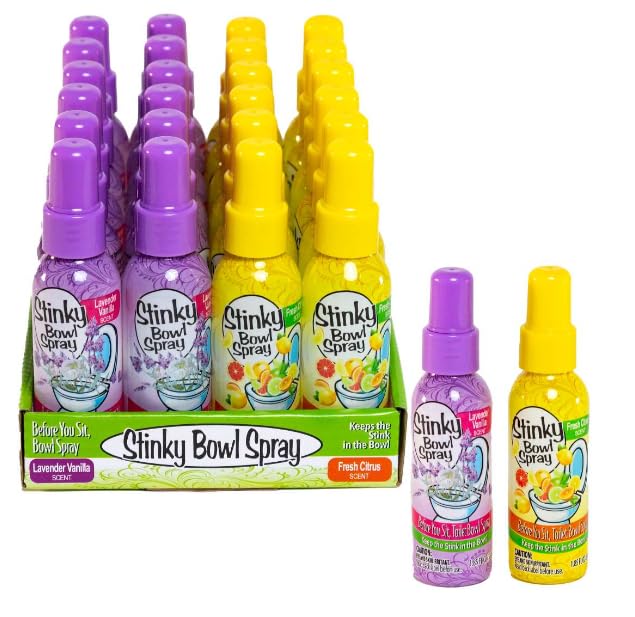 Set of 4 Stinky Bowl Spray 1.85oz - Before You Go Toilet Bathroom Deodorizer - Features Fresh Citrus Scent and Lavender Scent!