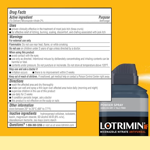 Lotrimin AF Jock Itch Powder Spray, Miconazole Nitrate 2% - Treatment of Most Itch, 4.6 Ounces (133 Grams) Spray Can (Pack 3)