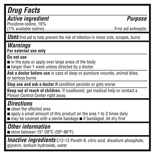 Amazon Basics Erste-Hilfe-Antiseptikum, 10 % Povidon-Jod-Lösung Erste-Hilfe-Antiseptikum, Ungesalzen, 236 ml, 1er-Pack (ehemals Solimo)