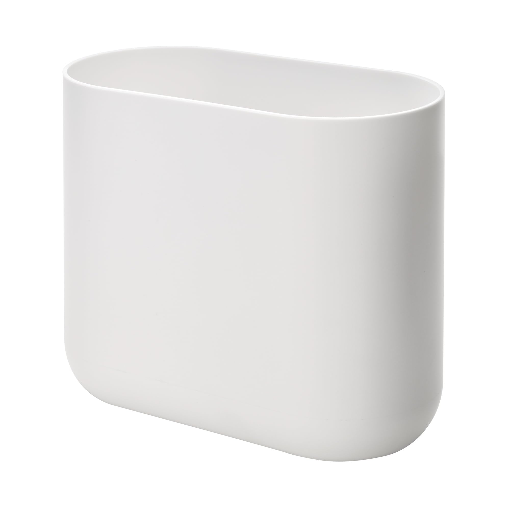 iDesign Slim Oval Plastic Waste Basket The Cade Collection, 10.56" x 5.5" x 9.77", White