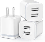 USB Wall Charger, LUOATIP 3-Pack 2.1A 5V Dual Port Cube Power Adapter Plug Block Charging Box Brick for iPhone 13 12 11 Pro Max SE XS XR X 8 7 6 6S Plus, Galaxy, LG, Moto, Android Phones