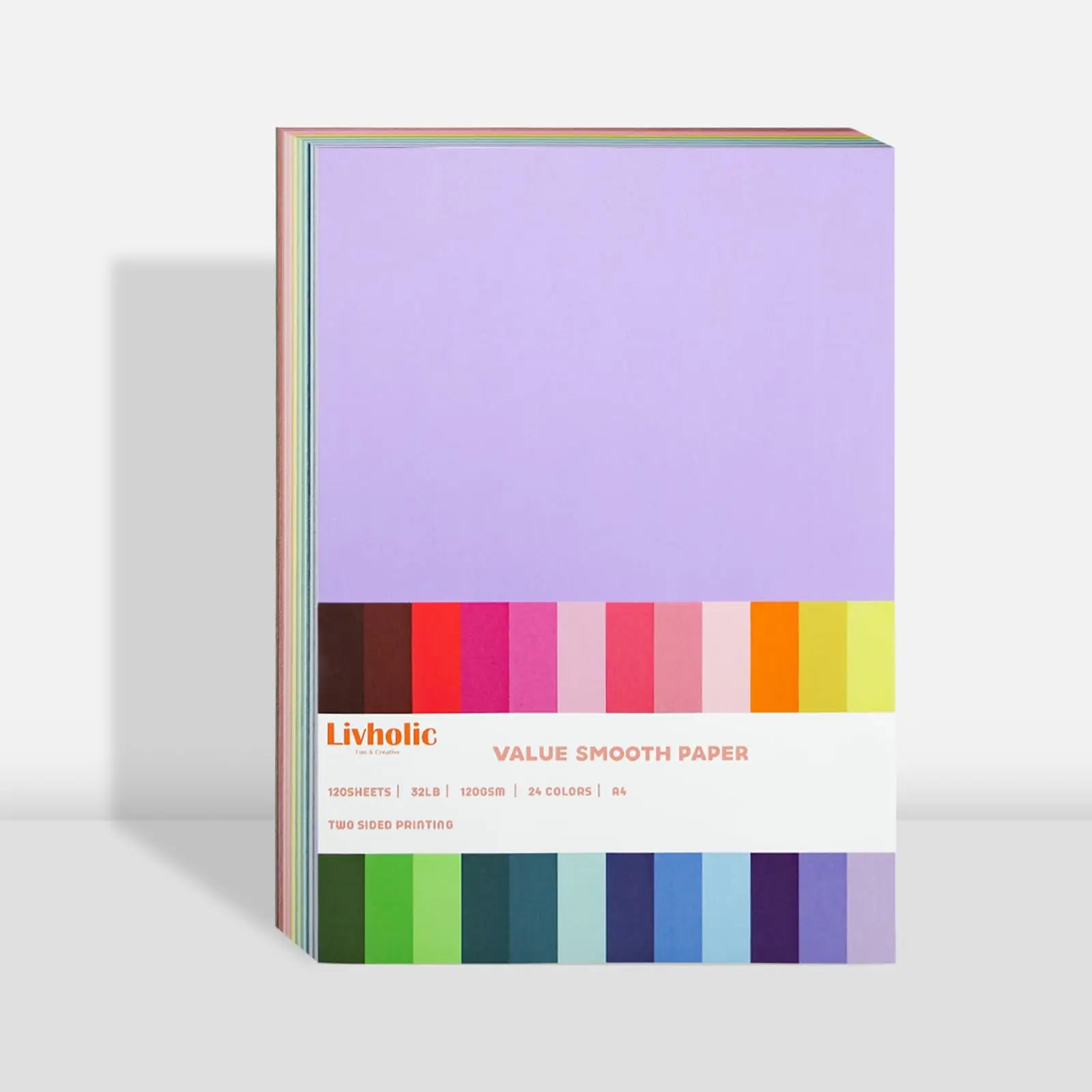 Livholic 120 Sheets Colored Card Stock Printer Paper, 120 GSM 32 lb 24 Colors Pastel Construction Paper for Scrapbook Office Printing DIY Craft (120GSM)