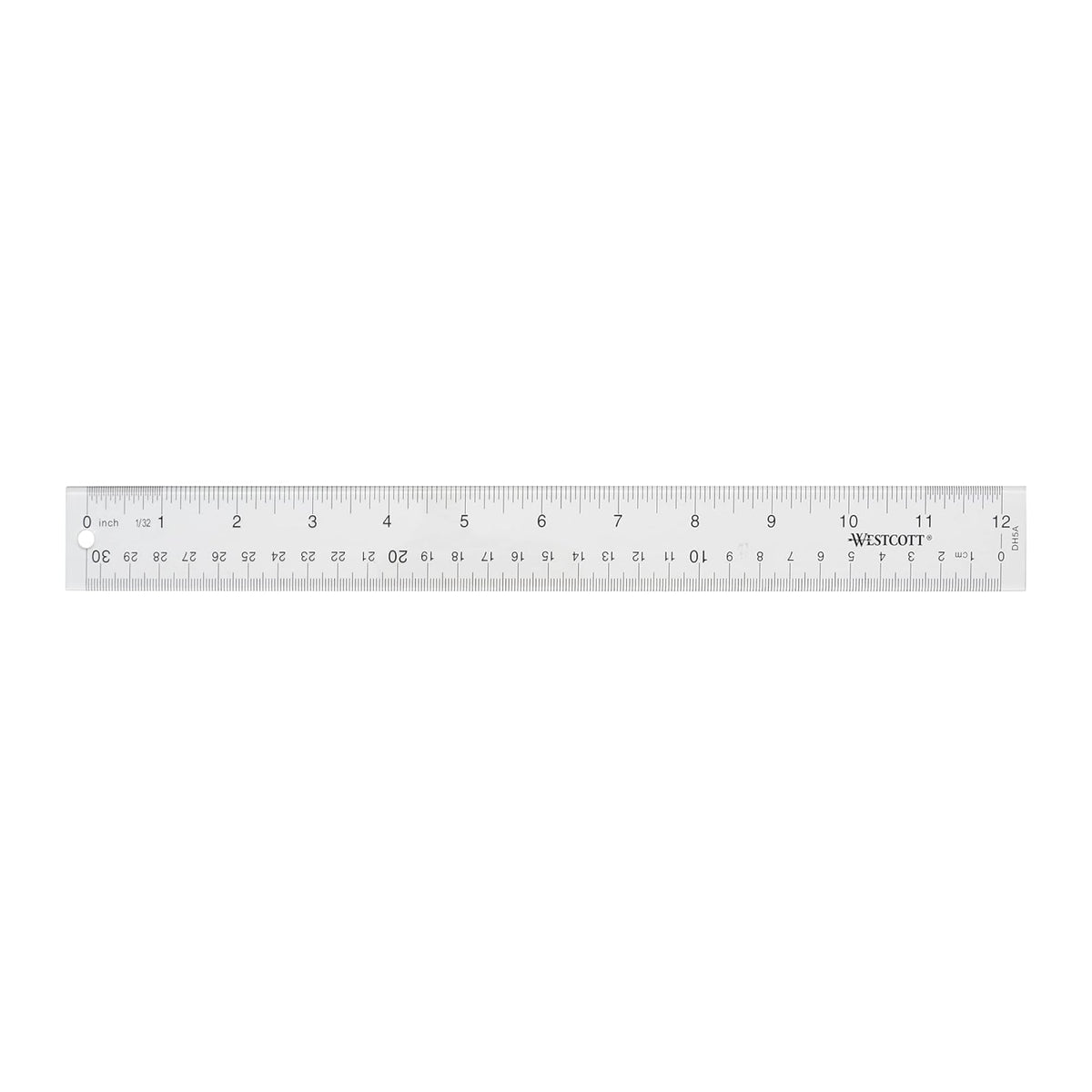 Westcott Acrylic Clear Ruler, Easy-to-Read Markings, Scratch-Resistant Design, Raised Beveled Edges, for Crafting, Office, Classroom, Back to School, School Supplies, 12-Inch