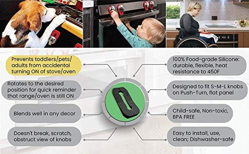 2025 Mom's Choice Winner- Gas Stove Knob Locks - Gray Silicone Stove Knob Safety Covers for Toddlers, Pets - Child Proof Universal Size Knobs - Baby Proofing Protectors for Electric Stoves- 5Pcs