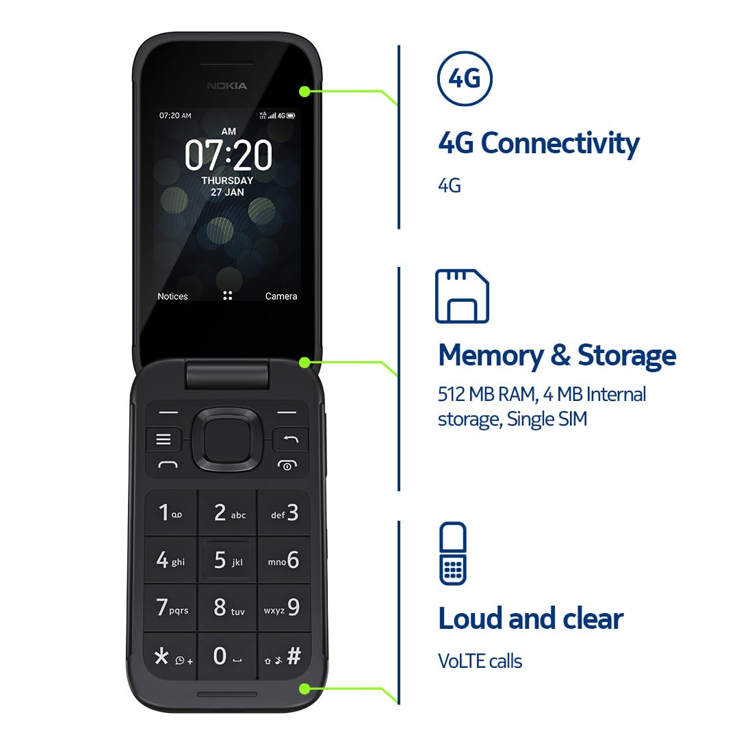 Nokia 2780 Flip | Unlocked | Universally Compatible with All Mobile Carriers | Black