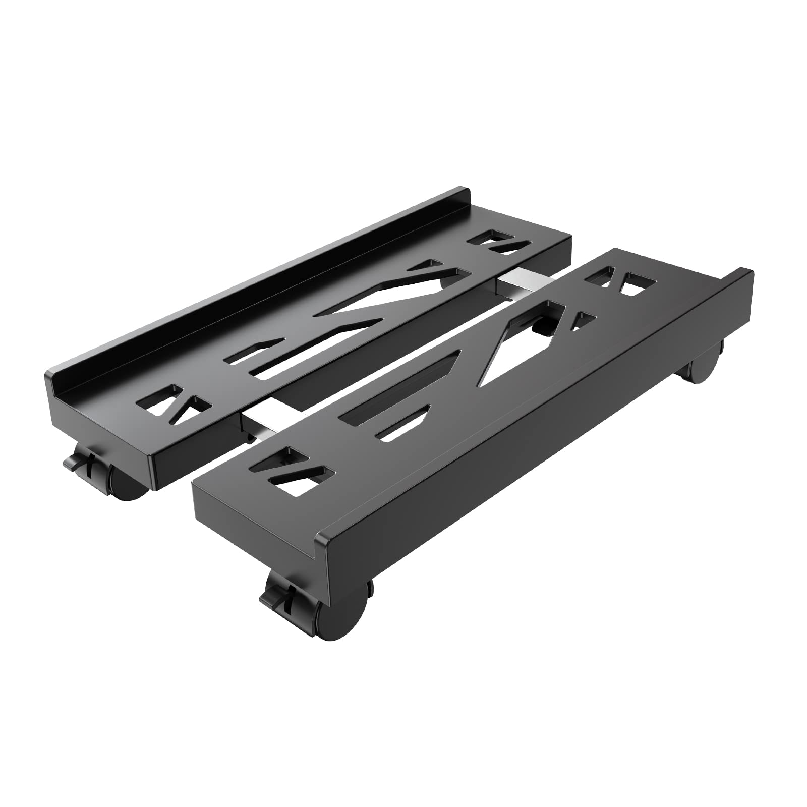 Adjustable Mobile CPU Stand, Ventilated Computer Tower Stand with 4 Caster Wheels Fits Most PC Tower, Under Desk CPU Holder PC Floor Cart Computer Riser for Gamers and Students (Black)