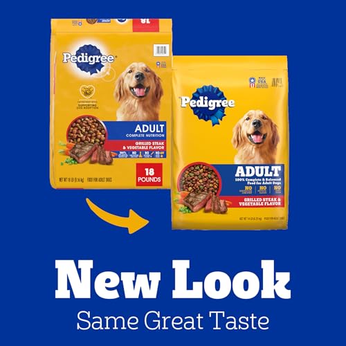 Pedigree Complete Nutrition Adult Dry Dog Food, Grilled Steak & Vegetable Flavor, 18 lb. Bag