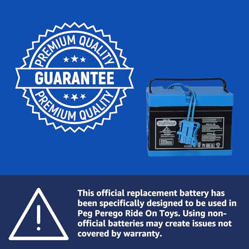 Peg Perego Official 12 Volt Replacement Battery for Ride on Toys. All Season Performance. Works with John Deere, Polaris, and Case IH licensed Peg Perego Ride on Toys