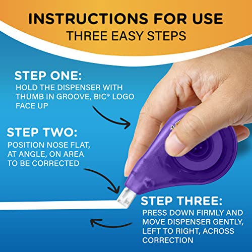 BIC Wite-Out Brand EZ Correct Correction Tape, 19.8 Feet, 4-Count Pack of White Correction Tape, Fast, Clean and Easy to Use Tear-Resistant Tape Office or School Supplies